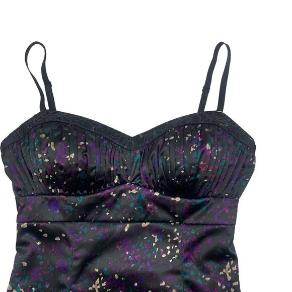 Guess Y2K Stretch Multicolor Lace/Satin Spaghetti Strap Dress Women's Size 6 - Picture 3 of 7
